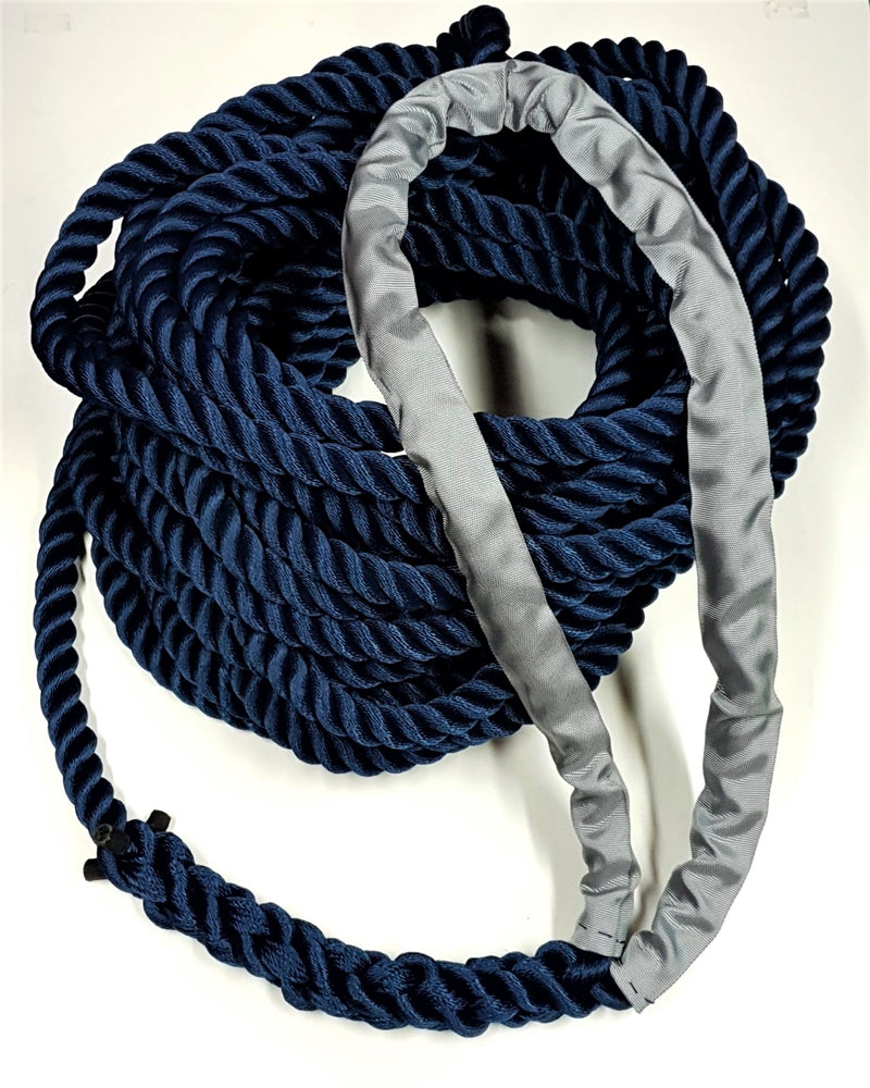 Navy 3Strand Floating Mooring Rope Soft Eye Spliced With Polyester Protective Sleeve