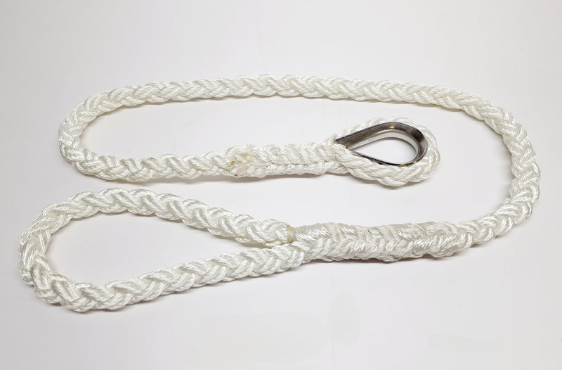Sraper Rope Mooring Strop Nylon 8 Strand Rope 12mm - 16mm Spliced Stainless Steel