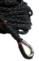 Anchor Rope Polyester 12mm 70mt 8 Strand Stainless Thimble Spliced Black
