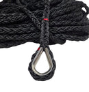 Anchor Rope Polyester 12mm 70mt 8 Strand Stainless Thimble Spliced Black