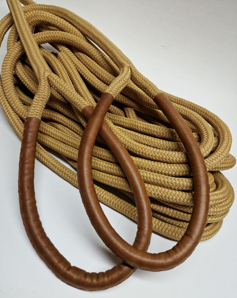 Pair of Matching Spliced Floating Mooring Lines Beige with Leather Cover