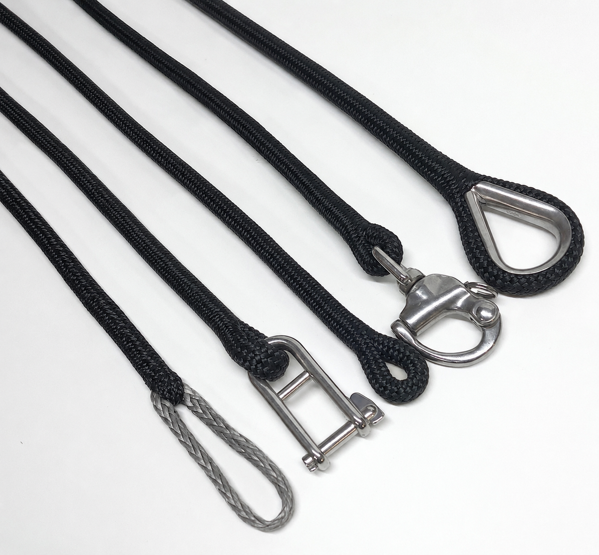 10mm Spliced HMPE Rope Dyneema Equivalent Halyard, Rigging Rope Black