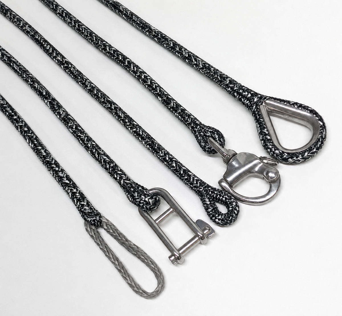 12mm 14mm Spliced HMPE Rope Dyneema Equivalent Halyard, Rigging Rope Mottled Black