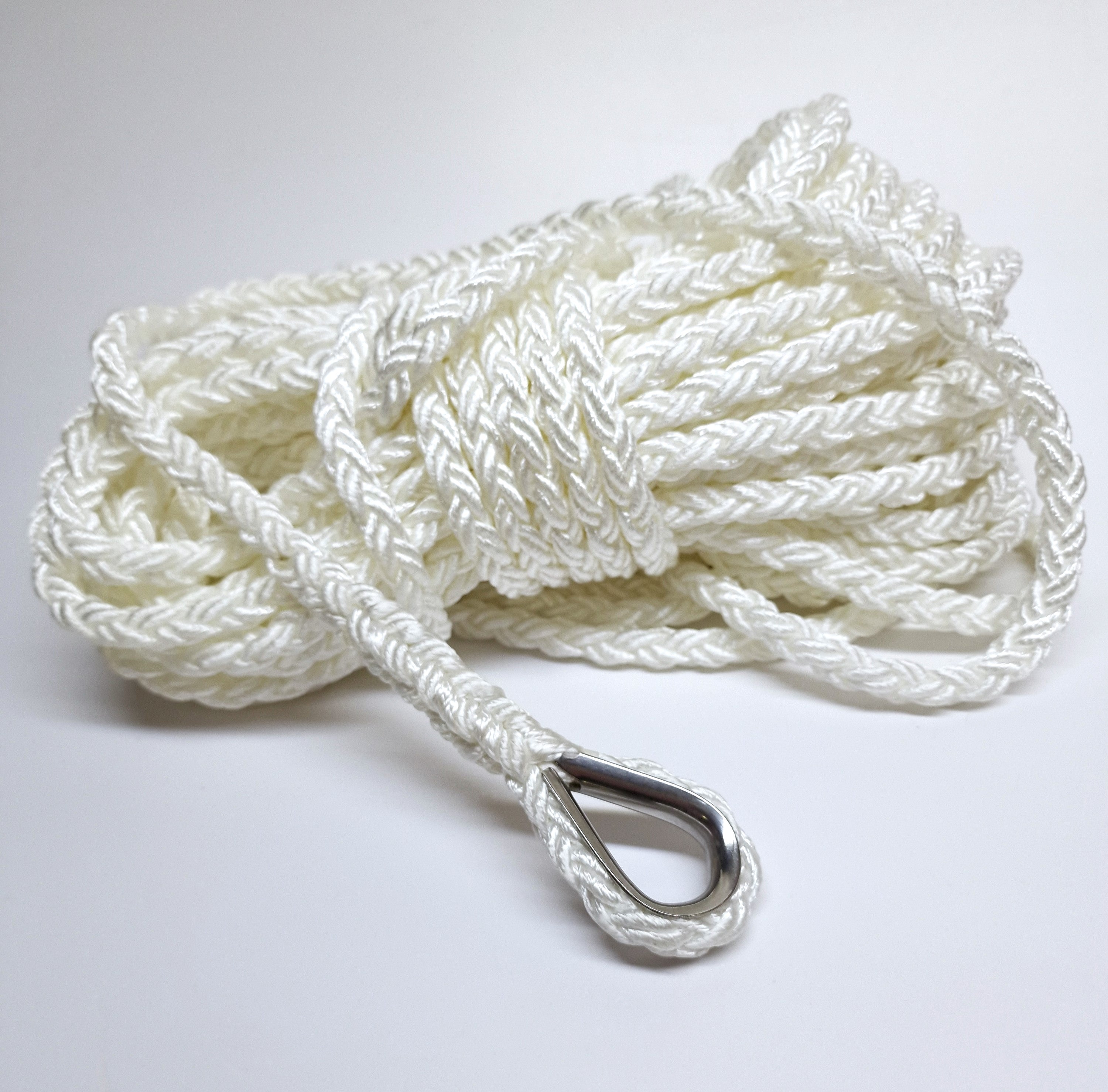 8 Strand Nylon Stainless Thimble Spliced Anchor Mooring Rope 10mm - 16