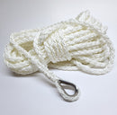8 Strand Nylon Stainless Thimble Spliced Anchor Mooring Rope 10mm - 16mm White