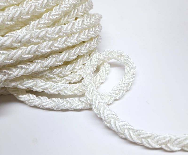 8 Strand Nylon Stainless Thimble Spliced Anchor Mooring Rope 10mm - 16mm White