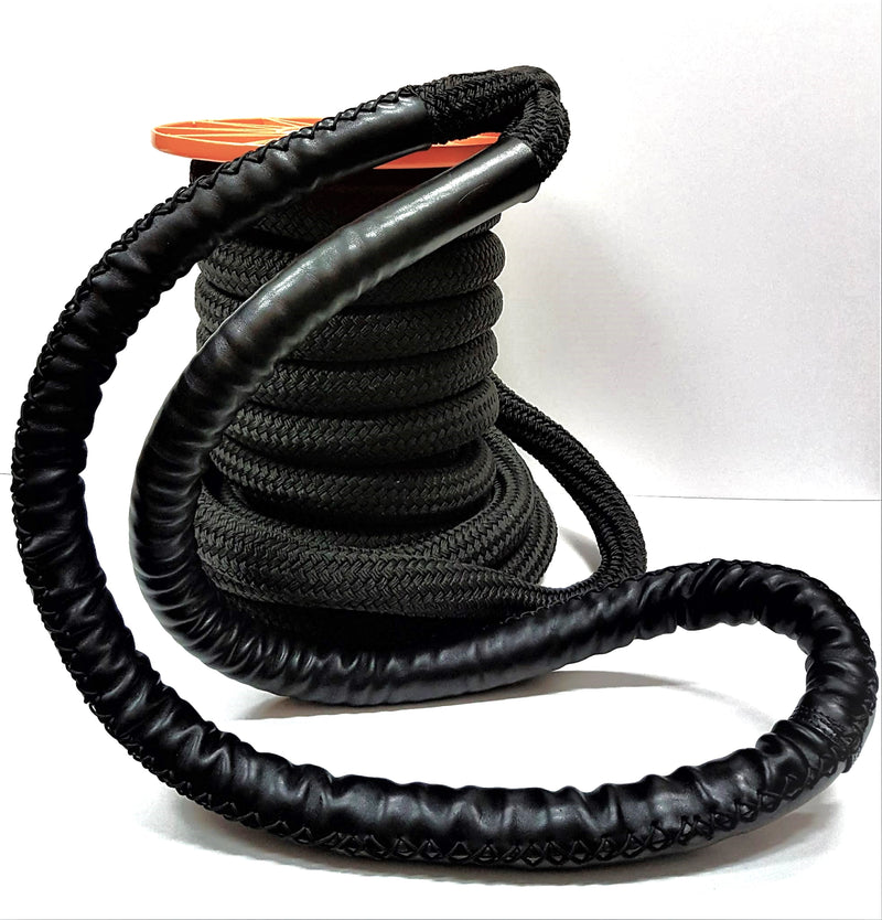 Special Deal 40mm 20mt Black Polypropylene Braid on Braid rope Ready spliced with leather cover